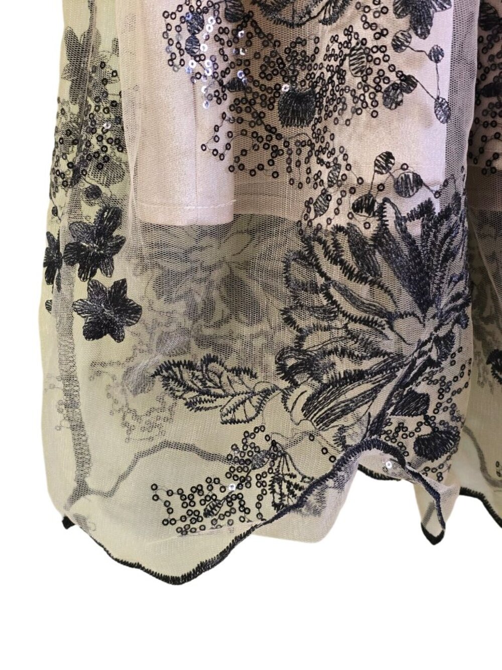 Vickey and Lucas Black & Ivory Embroidered Floral Lace Midi Dress, NWOT, Sz M - Picture 5 of 10